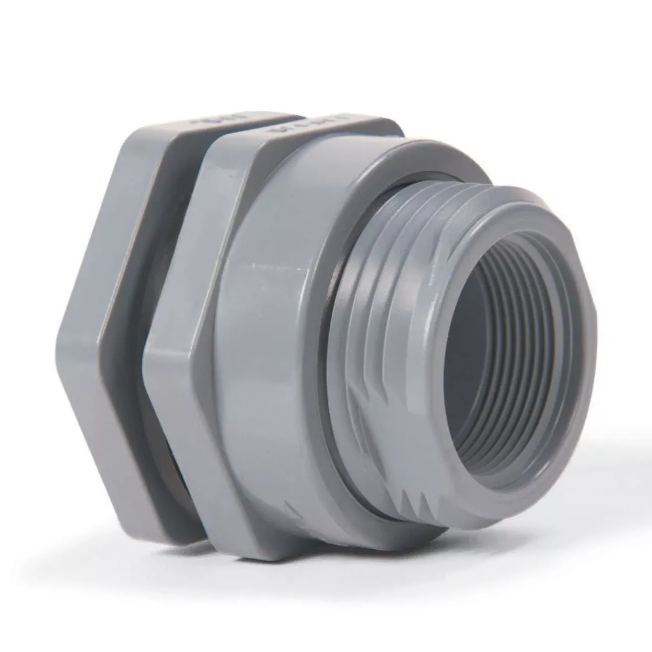 1/2″ PVC Bulkhead Fitting w/EPDM gasket; Threaded x Threaded End connections