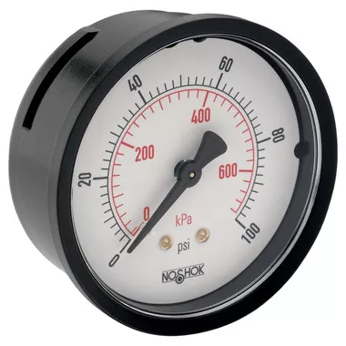 2-1/2" NOSHOK 100 Series, Pressure Gauge, Back Connection, ABS Case, 0 to 6,000 psi
