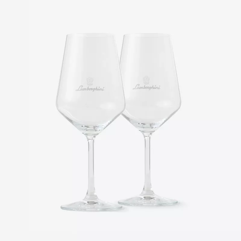 2 Lamborghini Branded Crystal Wine Glasses