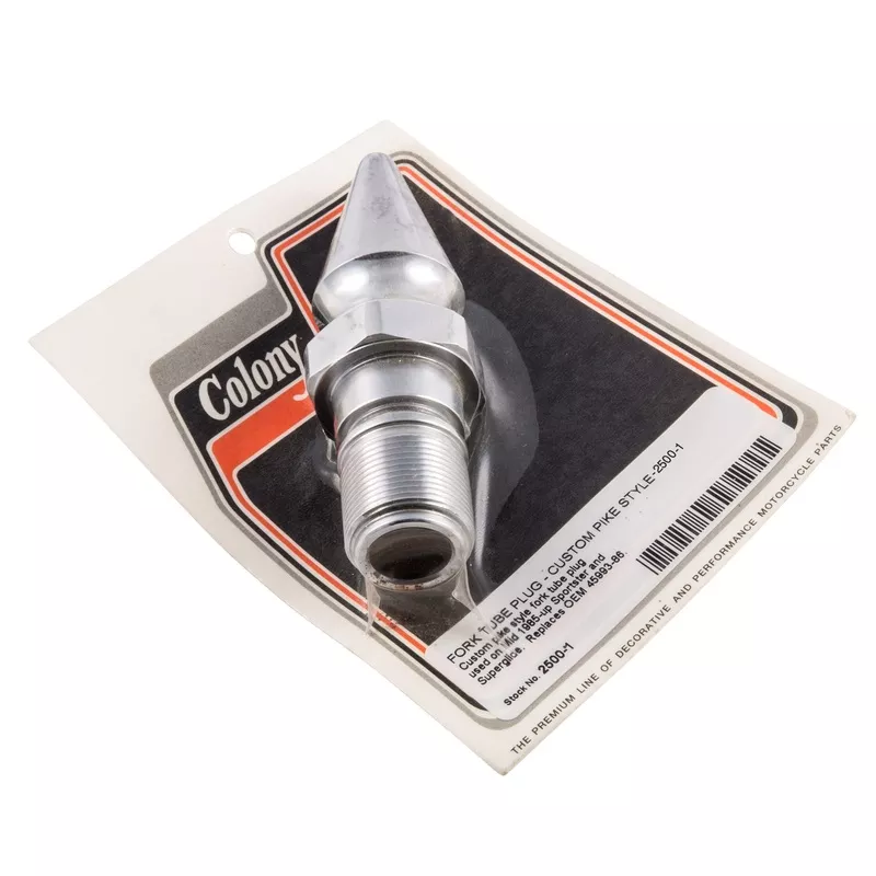 #2500-1 Pike Nut Fork Tube Plug 1985-Up Harley-Davidson Sportster & Superglide – Chrome Plated