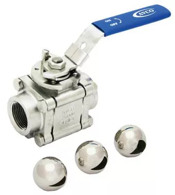 3/4" AVCO 1900 Fire Safe, Control Ball Valve, 3 Piece, 316 Stainless Steel, Socket Weld, 60° Vee Port with Locking Handle