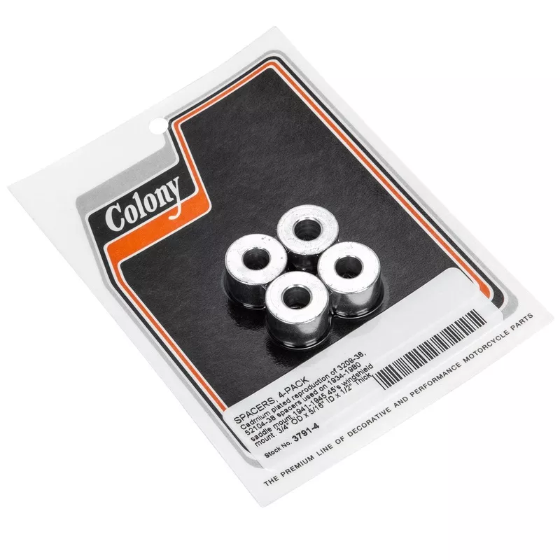 #3791-4 3/4 OD x 5/16″ ID x 1/2″ Spacers Harley-Davidson OEM #4 52104-38/3209-38 – 4 Pack – CAD Plated