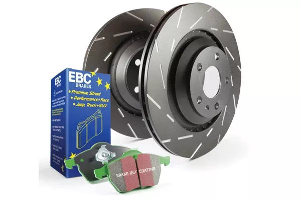 EBC Brakes Slotted rotors feature a narrow slot to eliminate wind noise. – S4KF1432