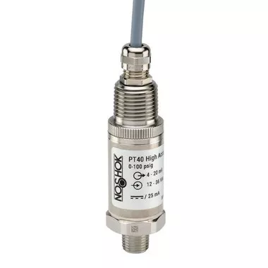 NOSHOK PT40 Series High Accuracy Fixed Range Pressure Transmitter PT40-150PSIG-1-2-8-36, 0 to 150psig, ±0.25% of span, 0 Vdc to 5 Vdc, 3-wire, 1/2 NPT male, integral cable 3 ft