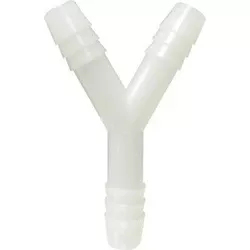 Wye Connector 3/8 WHITE NYLON HOSE BARBY