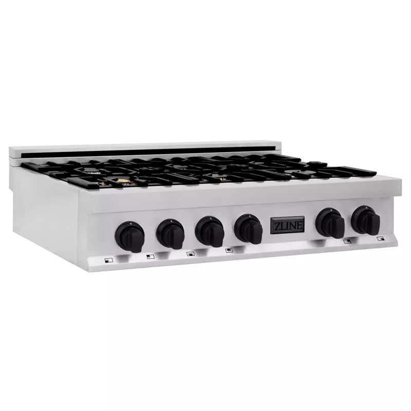 ZLINE 36″ Autograph Porcelain Rangetop, Stainless,MatteBlack,RTZ-36-MB Black